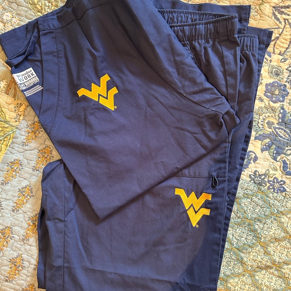 WonderWork WVU  Navy Blue Scrub Set